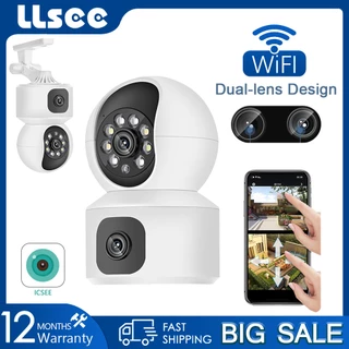 LLSEE ICSEE 8X Amplified Camera 2 Mắt Không Dây Trong Nhà Mini Camera 360 Độ PTZ 5MP Trang Chủ CCTV WIFI Camera Giám Sát Màu Tầm Nhìn Ban Đêm Hai Chiều Theo Dõi Điện Thoại Di Động