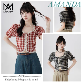 AMANDA, Áo, Thông thường unique áo sơ mi kiểu nữ, áo sơ mi đen, áo sơ mi tay phồng, sơ mi tay phồng, sơ mi croptop