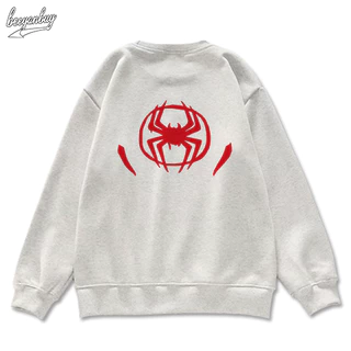 Áo sweater nam xám BEEYANBUY áo nỉ tay dài fashion boy phố in hình spiderman unisex 100% cotton-Y0560