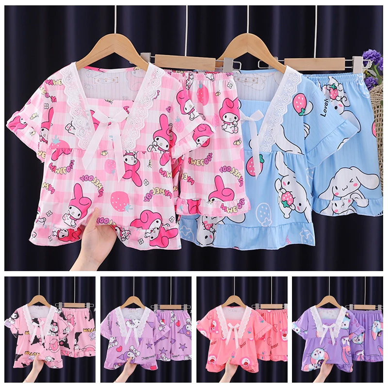 Bộ Đồ Ngủ Pijama Tay Ngắn Dễ Thương Cho Bé Gái