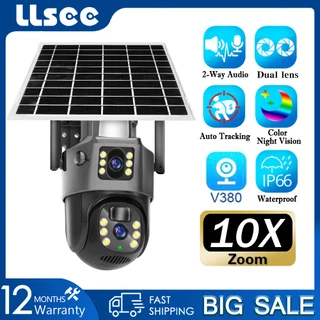 LLSEE v380 pro 8MP 4K 4G sim thẻ CCTV năng lượng mặt trời ngoài trời 360 PTZ 10X Zoom CCTV WIFI camera giám sát di động theo dõi hai chiều cuộc gọi tầm nhìn ban đêm đầy màu sắc