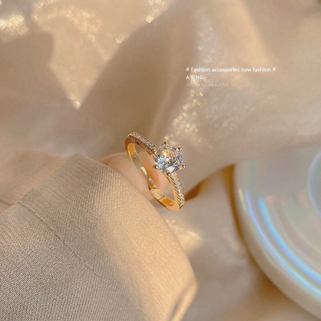 Việt Nam 1 Ngày Giao💕Nhẫn Đính Đá zircon Cảm Giác Cao Cấp Sang Trọng Thời Trang Cho Nữ