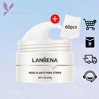 🦋giảm giá🦋Mặt nạ mũi LANBENA với 30g (tặng 60 miếng dán) loại bỏ mụn đầu đen, thu nhỏ lỗ chân lông, làm sạch sâu và loại bỏ mụn đầu đen.