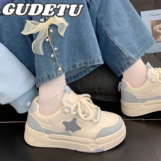 GUDETU❤(3-5cm).Giày Thể Thao Đế Dày Thời Trang Năng Động Giày Thể Thao Nữ Thoáng Hơi Thời Trang Phong Cách Nhật Bản Giày Thể Thao Trắng Thời Trang Đi Học Giày Thể Thao Dễ Thương Cho Nữ