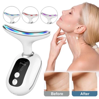 Máy Massage Nâng Cơ Mặt Cổ Mặt Hailicare Chế Độ Rung Ánh Sáng Đỏ Xanh Dương Hình Chữ V Có Đèn Led Photon