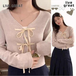 LIVE GREAT Áo Khoác cardigan Tay Dài Cổ Chữ V Thời Trang Cho Nữ