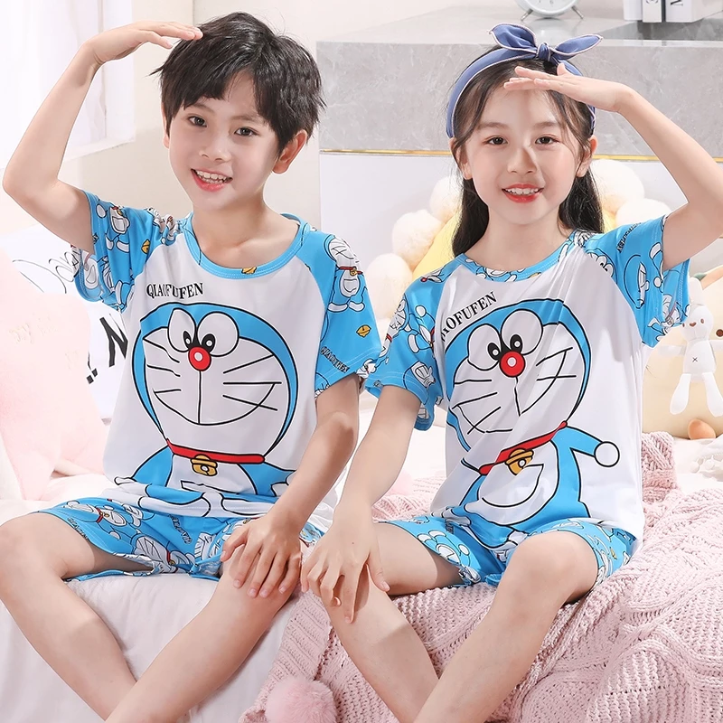 Bộ đồ ngủ tay ngắn cổ tròn in hình Doraemon nhiều mẫu tùy chọn thời trang Hàn Quốc cho bé trai