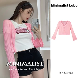 Minimalist Labo Áo khoác cardigan dệt kim mỏng tay dài cổ chữ V dáng rộng thời trang mùa hè dành cho nữ