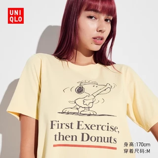 UNIQLO Bộ Áo Thun Tay Ngắn In Hình Snoopy / Đậu Phộng Dễ Thương Thời Trang Cho Mẹ Và Bé 468606