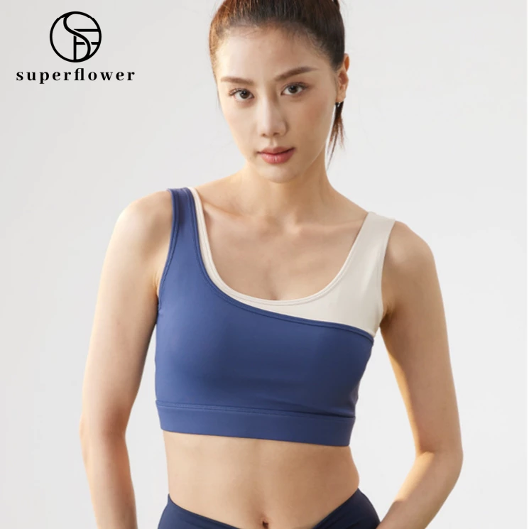 Áo Ngực Thể Thao Hai Màu Chữ U Có Đệm Ngực Cố Định Chống Sốc Co Giãn Cao Dành Cho Nữ