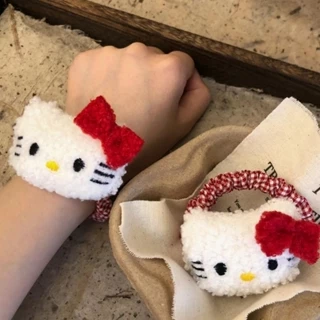 Letit | Dây Cột Tóc Lông Nhung Hình Hello Kitty Dễ Thương Xinh Xắn