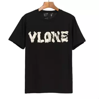 Vlone Áo thun ngắn tay cổ tròn in hình thời trang unisex