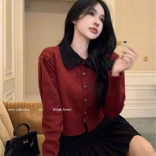 Queena Áo Len áo khoác cardigan Comfortable Casual Đơn giản Korean WMY24108MW 2Z240111