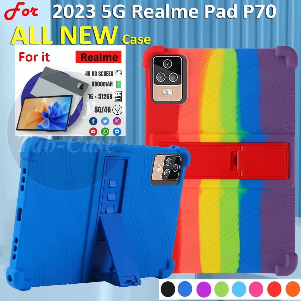 Tất Cả Mới Dành Cho 2024 5G Máy Tính Bảng REALME Pad P70 12 inch Android 12.0 Dày Chống Sốc Trường Hợp REALME Tab P70 Silicon Mềm Đứng Bao REALME X12 PLUS Pro