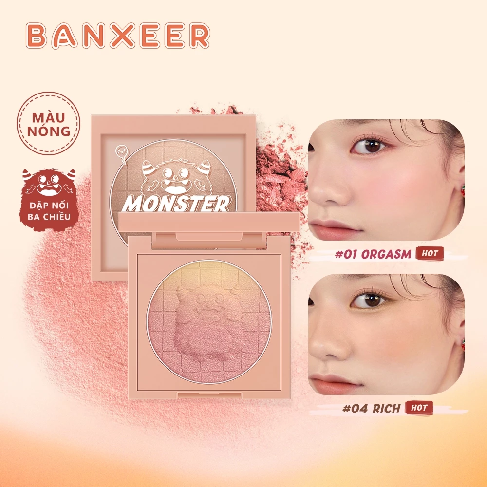 Phấn Má Hồng BANXEER Monster 6 Màu Tùy Chọn 34g