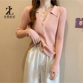 Áo cardigan dệt kim ZHELIHANGFEI tay dài dáng ôm thời trang xinh xắn cho nữ