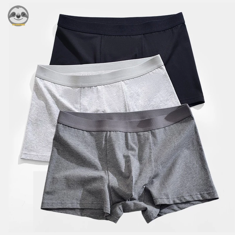 [2 Gói] Phong cách Nhật Bản Muji / 50 Quần lót Cotton đế dài nam / Quần lót Boxer màu trơn / Quần lót Boxer thoáng khí thấm mồ hôi