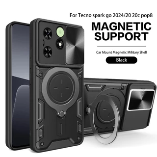 Ốp Điện Thoại Cứng Viền Dẻo Kèm Giá Đỡ Từ Tính Chống Sốc Cho Tecno Spark Go 2024 Spark 20 20C Pop 8 BG6 KJ5 BG7n P3