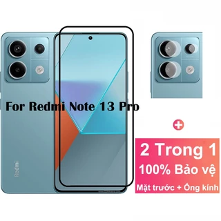 Kính Cường Lực 9D 2 Trong 1 Bảo Vệ Toàn Màn Hình Cho Xiaomi Redmi Note 13 Pro 5G Note 13 Pro 13 13T 12 12S Pro Plus Lite 4G 5G