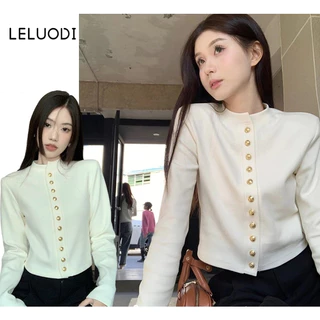 LELUODI Áo Len nữ áo khoác cardigan áo len croptop Dễ thương Fashion Korean hàn quốc WCS2410GLS 3Z240119