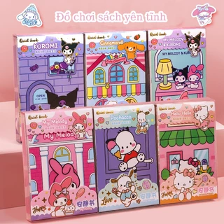 Đồ chơi cuốn sách yên tĩnh Sanrio Kuromi dành cho trẻ em bé trai bé gái, đồ chơi thủ công tự làm bằng tay không cần cắt