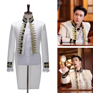 Áo Khoác Tuxedo Màu Trắng Thêu Hình Hoàng Tử Phong Cách Vintage Quyến Rũ Cosplay Cho Nam