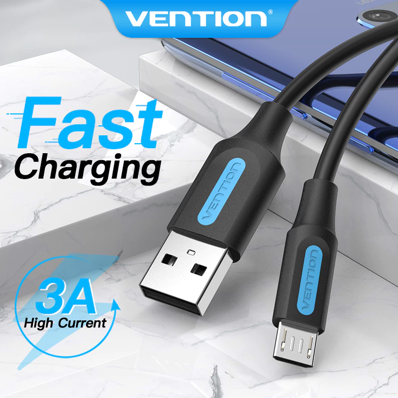 Cáp Micro USB Vention 3A sạc nhanh USB A sang Micro-USB 2.0 truyền dữ liệu cho Android