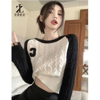 ZHELIHANGFEI Áo sweater dệt kim cổ tròn dáng rộng phong cách Hàn Quốc thời trang cho nữ tùy chọn màu sắc