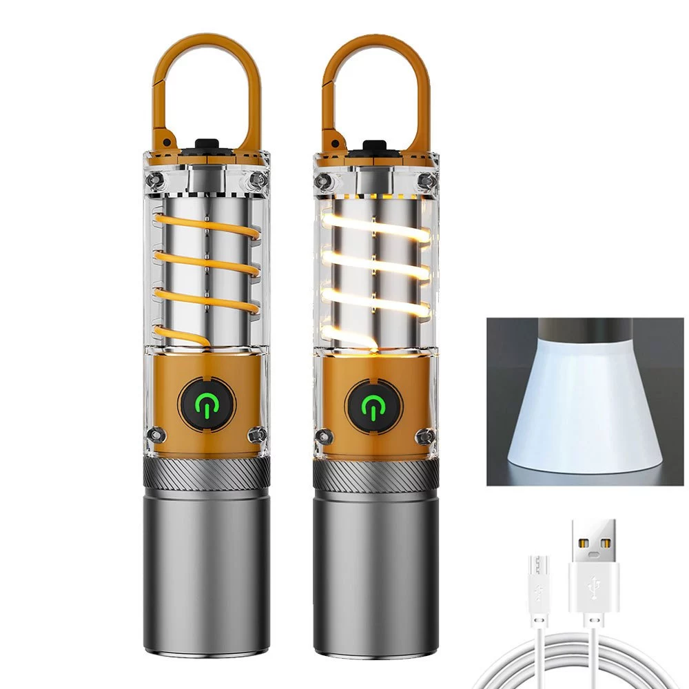 Mới TYPE-C sạc lại P50 đèn pin đèn pha laser trắng di động khẩn cấp đèn pin cắm trại chùm lều đa chức năng ánh sáng ấm áp bên ngoài chống thấm nước h