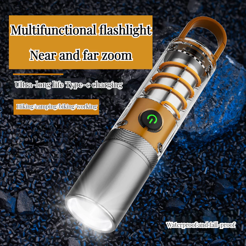 Mới TYPE-C sạc lại P50 đèn pin đèn pha laser trắng di động khẩn cấp đèn pin cắm trại chùm lều đa chức năng ánh sáng ấm áp bên ngoài chống thấm nước h