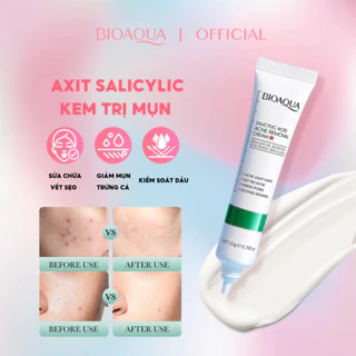 Kem thu nhỏ lỗ chân lông chứa axit salicylic Bioaqua hỗ trợ giảm mụn làm trắng da chống lão hóa kiềm dầu chăm sóc da 20g