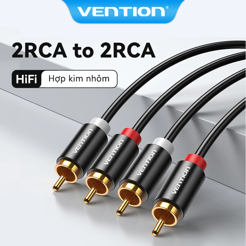 Dây cáp âm thanh Vention chuyển đổi giắc cắm 2RCA sang 2RCA dài 1m-3m