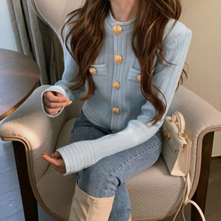 SOERVIMY Áo Len áo khoác cardigan Xu hướng Hàn Phong Dễ thương Cute WMY2410SF2 5Z240131