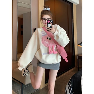 Áo Sweater Cổ Tròn Họa Tiết Hoạt Hình Thời Trang Thu Đông Cho Nữ