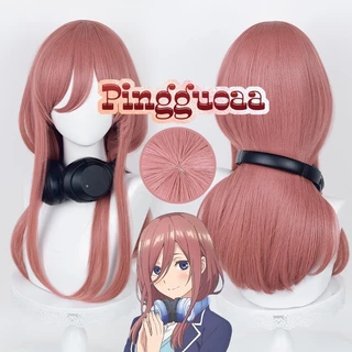 Anime The Quintuplets Nakano Miku Cosplay Tóc Giả 58cm Hồng Đậm Dài Tóc Giả Chịu Nhiệt Tổng Hợp Tóc