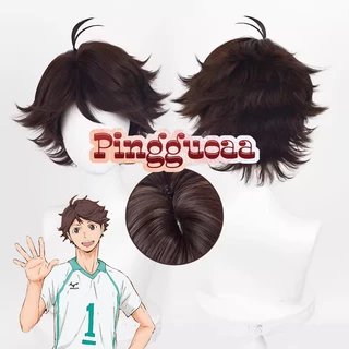 Anime Haikyuu!! Aoba Johsai Toru Oikawa Tooru Cosplay Tóc Giả Màu Nâu Đậm Chịu Nhiệt Tổng Hợp Tóc