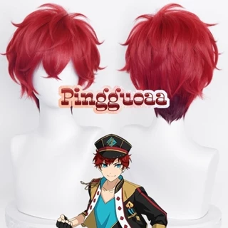 Es Ensemble Stars ALKALOID Amagi Hiiro Cosplay Tóc Giả 35cm Màu Đỏ Chuyển Đổi Ngắn Tóc Giả Chịu Nhiệt Tổng Hợp Tóc