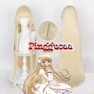 Anime Chobits Chii Cosplay Tóc Giả 120cm Dài Staight Ánh Sáng Vàng Chobits Chi Tóc Giả Chịu Nhiệt Tóc