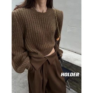 Áo sweater Dệt Kim Cổ Thuyền Dáng Rộng Đơn Giản Thời Trang Hàn Quốc