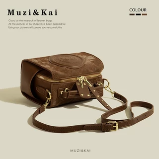 Muzikai Chính Hãng Di Động Retro Túi Nữ Họa Tiết Mờ Túi Máy Ảnh 2024 Phong Cách Mới Phù Hợp Với Túi Messenger Nữ