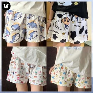 Quần short nữ, in hình hoạt hình, đồ ngủ rộng, quần short giản dị mùa hè, quần pyjama🩳