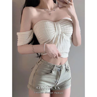 Cocorygirl Áo Croptop Trễ Vai Dáng Ôm Thời Trang Mùa Hè Quyến Rũ Cho Nữ