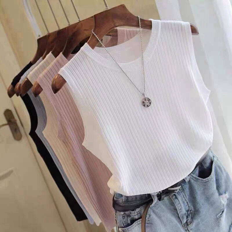 YAYUAN Áo sơ mi nữ dệt kim đáy cổ tròn Slim-fit Áo bên trong phù hợp