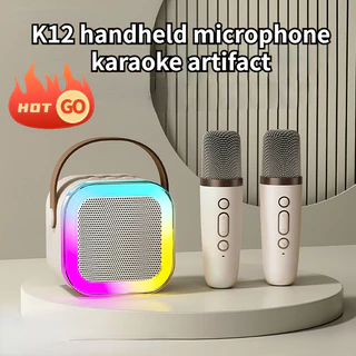 K12 Không Dây Bộ Loa Bluetooth + 2 Mic Không Dây Mini Hát Karaoke Tại Nhà K12