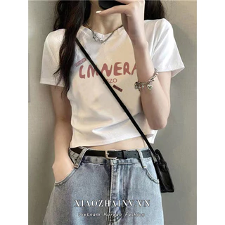 Xiaozhainv Áo Thun Croptop Tay Ngắn Chất Liệu Cotton In Họa Tiết Thời Trang Mùa Hè Cho Nữ