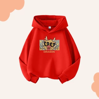 Áo Hoodie bé trai 2024 có mũ trùm đầu cho trẻ em in hình rồng Trung Quốc