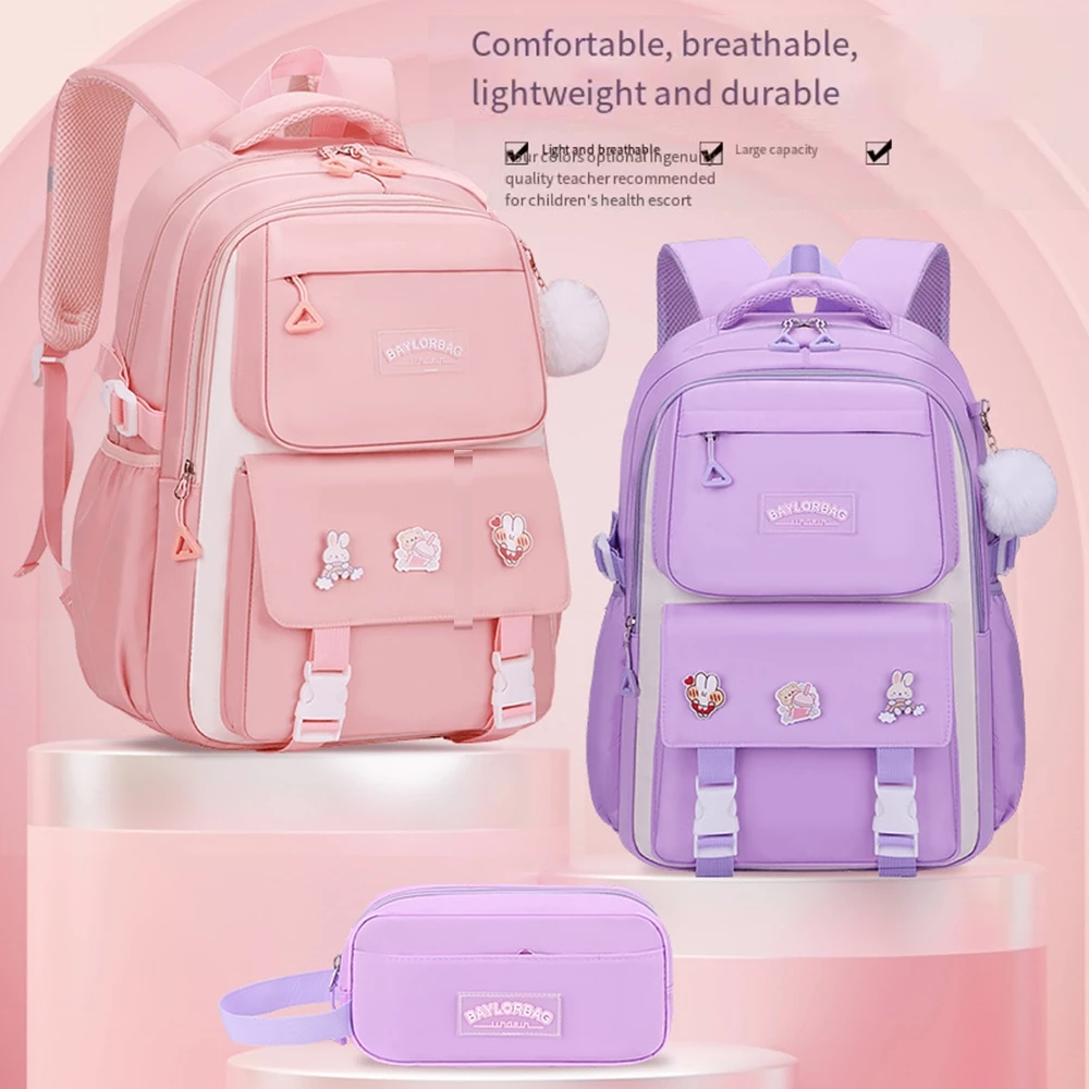 Thời Trang Học Sinh Tiểu Học Và Trung Học schoolbag 1-6-9 Lớp Bé Gái Dung Tích Lớn Nữ Túi Đeo Vai Nhẹ Giảm Cột Sống Ba Lô Bảo Vệ