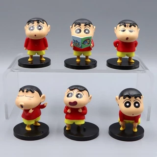 6 Cái / bộ 7cm Anime Crayon Shin-chan Hình Nohara Shinnosuke Đọc Sách Biểu Hiện Mặt Phiên Bản Q PVC Nhân Vật Hành Động Mô Hình Máy Tính Để Bàn Trang Trí Đồ Chơi Búp Bê