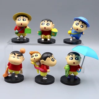 6 Cái / bộ 6-10cm Anime Crayon Shin-chan Hình Nohara Shinnosuke Nohara Himawari Du Lịch Bắp Rang Ếch Q Phiên Bản PVC Nhân Vật Hành Động Mô Hình Đồ Chơi Búp Bê