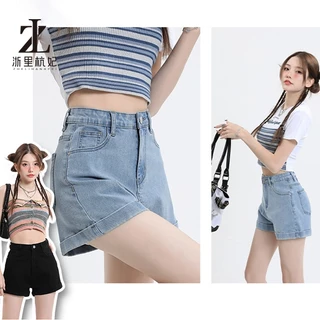 ZHELIHANGFEI Quần Short Denim Lưng Cao Ống Rộng Plus Size Thời Trang Mùa Hè Hàn Quốc 2024 Cho Nữ